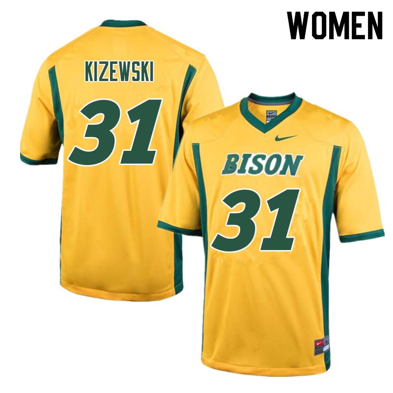 Women #31 Victor Kizewski North Dakota State Bison College Football Jerseys Sale-Yellow